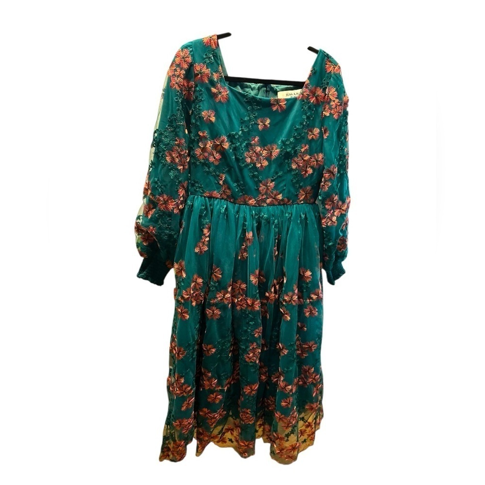 Jessakae Floral embroidered acacia Green Dress size L